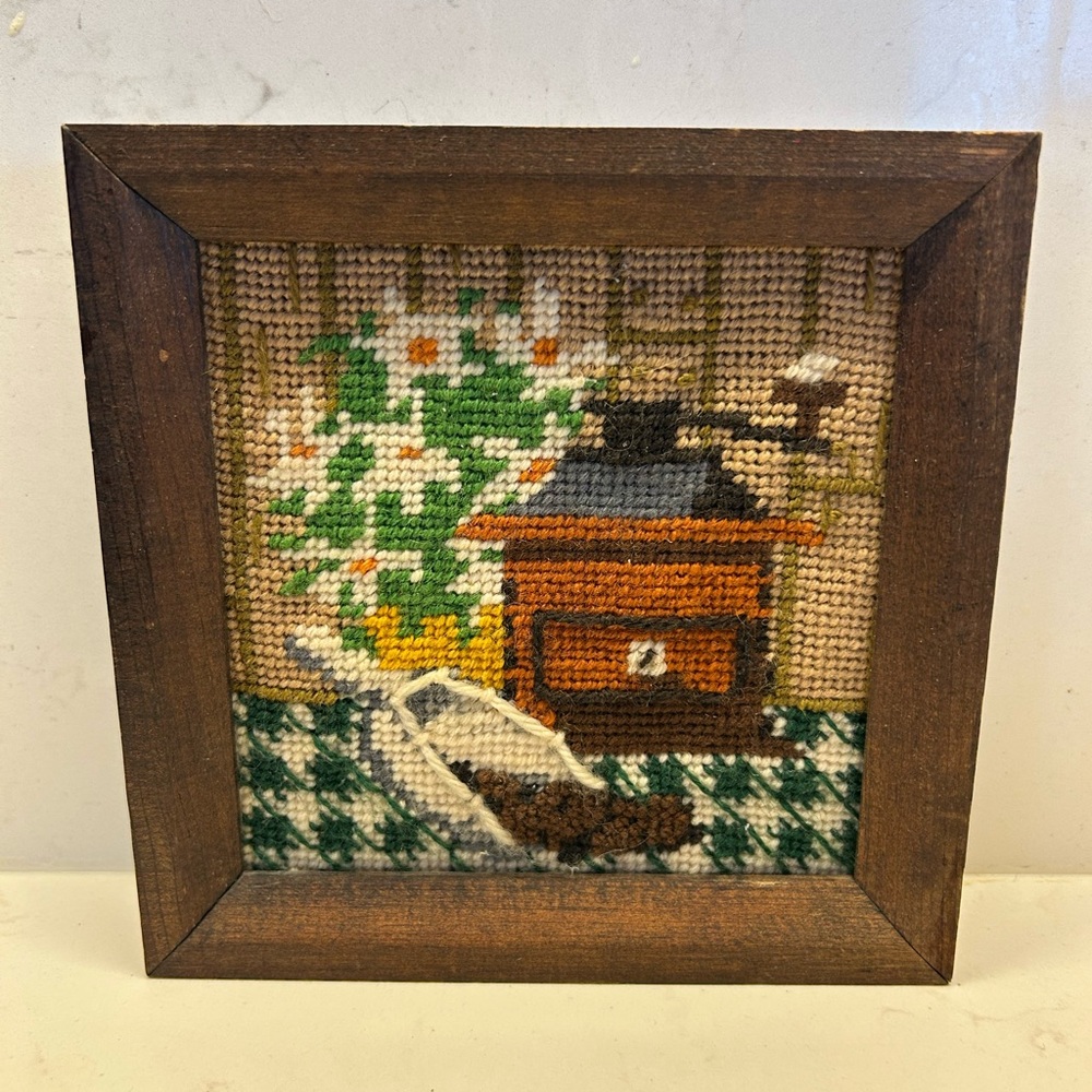 Vintage Framed Cross Stitch Still Life Scenes- Floral, Fruit & Coffee Motifs - Picture 14 of 16